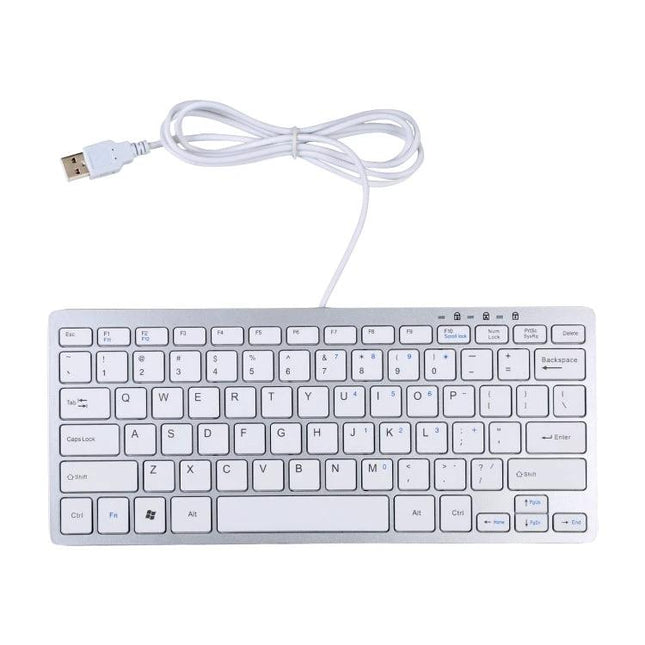 Compact 78-Key Ultra-Thin Wired Keyboard for Everyday Use white wired USB keyboard with aluminum alloy frame, compact portable design