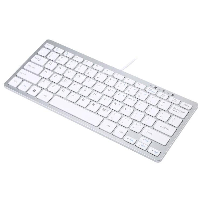 Compact 78-Key Ultra-Thin Wired Keyboard for Everyday Use white aluminum alloy ABS plastic wired USB portable keyboard