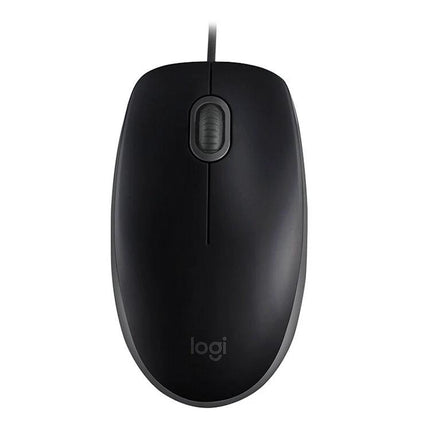 Logitech Quiet Wired USB Mouse for Everyday Office Tasks - black wired quiet mouse with scroll wheel, low-noise design for shared office environments