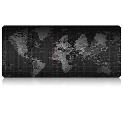 Alt Tag: Large World Map Pattern Mouse Pad for Desk and Gaming, 80 x 30cm – black cloth surface oversized desk mat with world map design