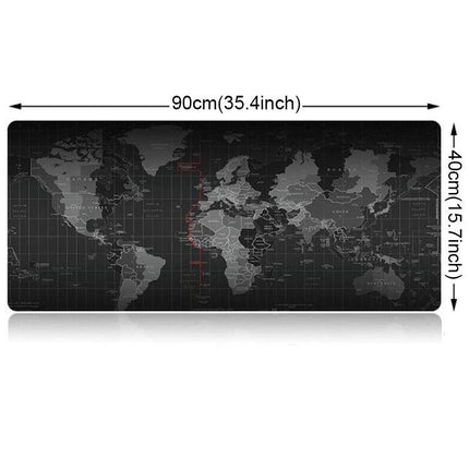Large Extended World Map Anti-Slip Mouse Pad for Desks, 90x40cm black world map extended desk mat with anti-slip rubber cloth surface