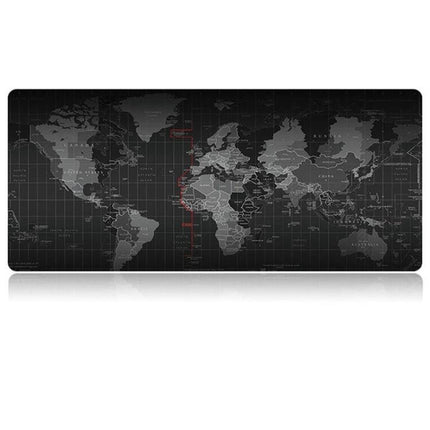 Large Extended World Map Mouse Pad for Gaming Desks in black grey world map design, cloth surface extended desk mat for keyboard and mouse