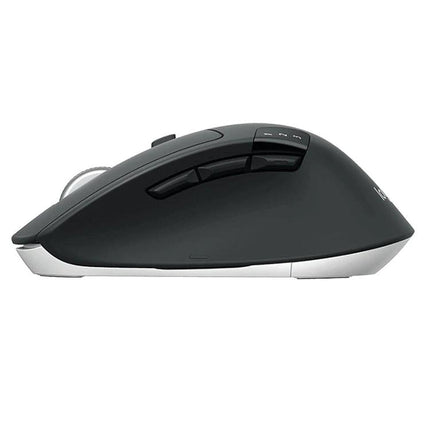 Logitech M720 Wireless Mouse for Multi-Device Connectivity and Comfort - side view showing ergonomic design and multi-device buttons