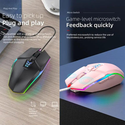 Colorful Wired USB Gaming Mouse for Office and Everyday Use