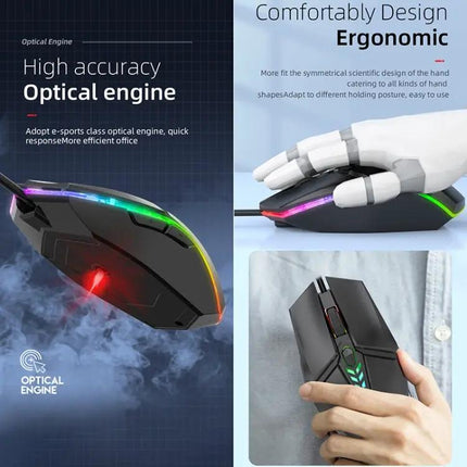 Colorful Wired USB Gaming Mouse for Office and Everyday Use