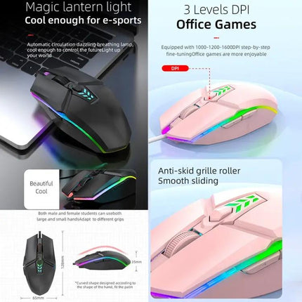 Colorful Wired USB Gaming Mouse for Office and Everyday Use