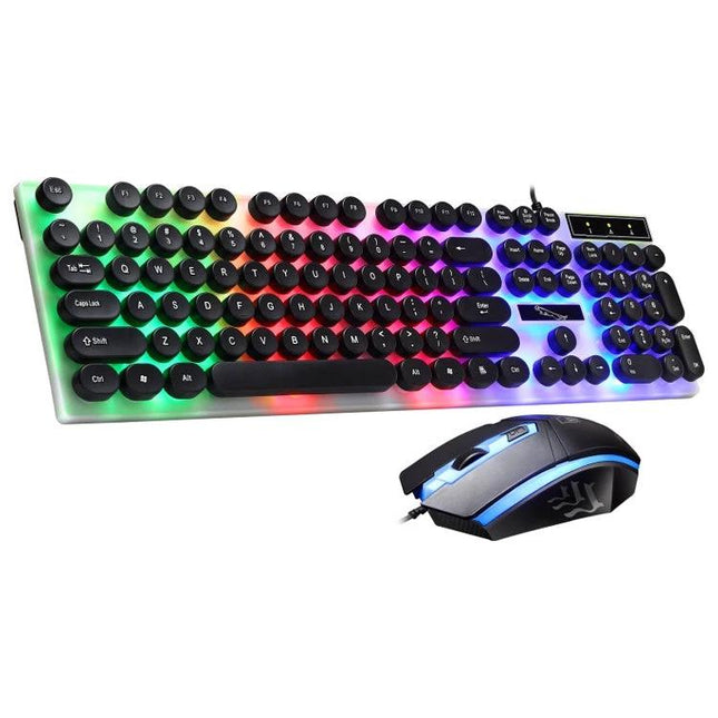ZGB G21 Luminous Wired Keyboard and Mouse Set for Daily Use - RGB backlit full-size keyboard with round keys and wired luminous mouse