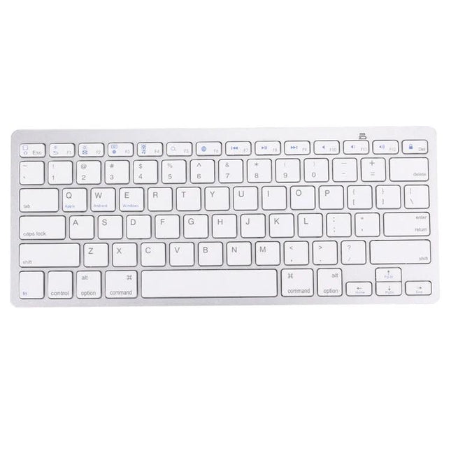 Wireless Bluetooth Keyboard for Computers and Tablets - slim white 78-key compact layout for laptops, tablets, phones, travel and remote work