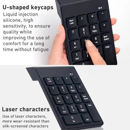 MC Saite Compact Wireless Numeric Keyboard with 18 Keys - slim black 18-key wireless numeric keypad for laptops, accounting and spreadsheet data entry