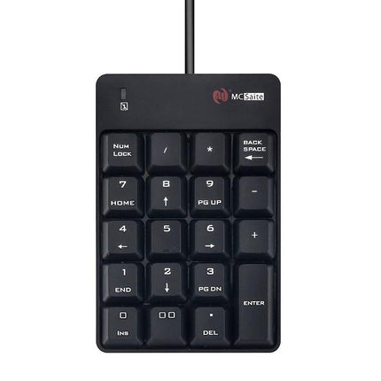 MC Saite 19-Key Wired Numeric Keyboard for Everyday Computing black wired numeric keypad showing keys and cable
