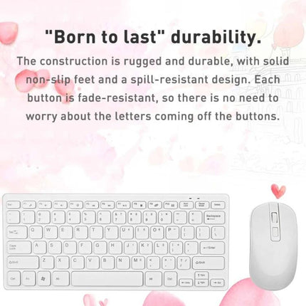 MC Saite Wireless Keyboard and Mouse Set for Daily Computing compact 78-key white keyboard and mouse with spill-resistant design and non-slip feet