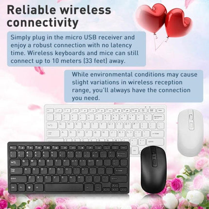 MC Saite Wireless Keyboard and Mouse Set for Daily Computing - slim 78-key keyboard and compact mouse in black and white with 2.4G wireless connectivity