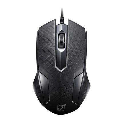 Chasing Leopard Wired Gaming Mouse with Counter Weight black textured ergonomic wired mouse top view for gaming and productivity