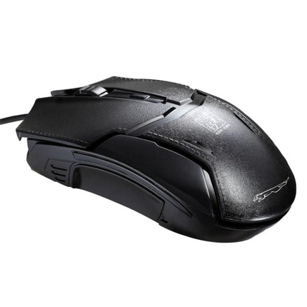 Chasing Leopard Wired Adjustable Gaming Mouse for Daily Use - black ergonomic wired symmetrical mouse with non-slip side wings and responsive scroll wheel