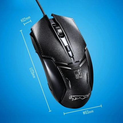 Chasing Leopard Wired Adjustable Gaming Mouse for Daily Use - black wired ergonomic symmetrical gaming mouse with responsive scroll wheel and non-slip side wings