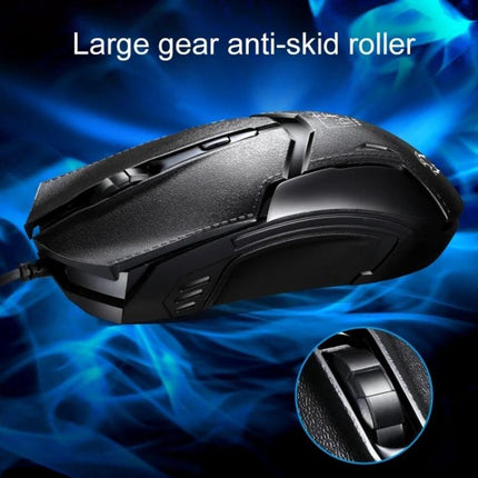 Chasing Leopard Wired Adjustable Gaming Mouse for Daily Use - black symmetric wired mouse with large anti-skid roller and non-slip side wings