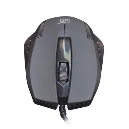 Alt Tag: Chasing Leopard Wired Optical Gaming Mouse with 512GB Storage black ergonomic wired mouse top view with scroll wheel