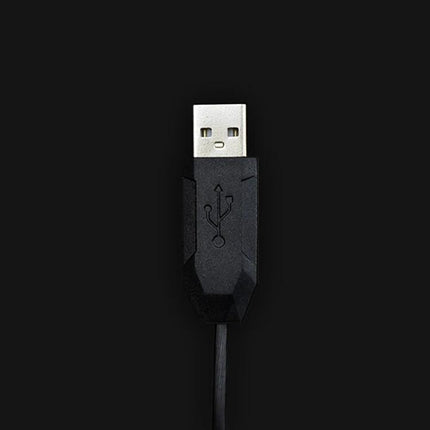 Chasing Leopard Wired Optical Gaming Mouse with 512GB Storage - close-up USB connector on black cable