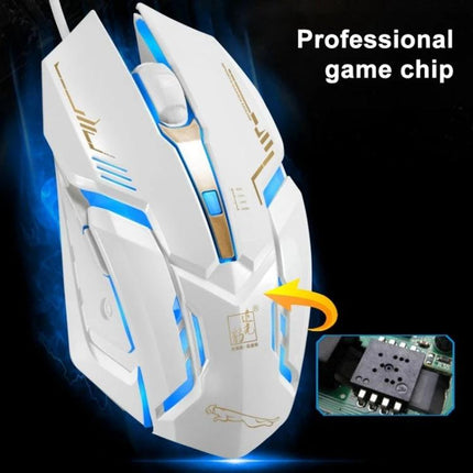 Chasing Leopard V17 Wired Gaming Mouse for Everyday Precision white ergonomic wired mouse with DPI button and LED accents
