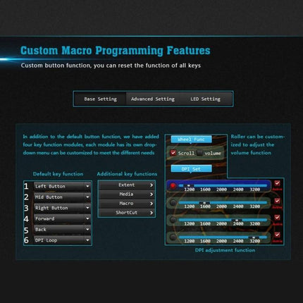 iMICE A5 Wired Gaming Mouse for Everyday Computing and Precision Control - custom macro programming DPI settings and button mapping interface