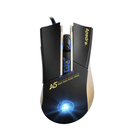 iMICE A5 Wired Gaming Mouse for Everyday Computing and Precision Control - black wired optical mouse with adjustable DPI buttons and blue LED