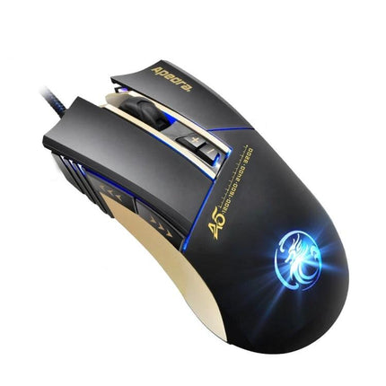 iMICE A5 Wired Gaming Mouse for Everyday Computing and Precision Control - black wired optical mouse with adjustable DPI and blue LED logo