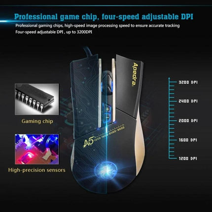 iMICE A5 Wired Gaming Mouse for Everyday Computing and Precision Control - wired optical mouse with adjustable 1200-3200 DPI, ergonomic button layout