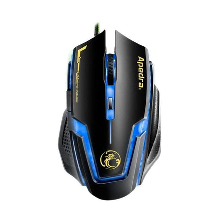 iMICE A9 Wired Optical Gaming Mouse with Adjustable DPI for PC - black wired gaming mouse with blue LED, ergonomic buttons and 1200-3200 DPI control