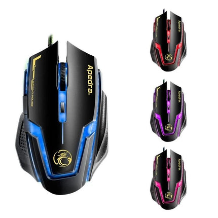 iMICE A9 Wired Optical Gaming Mouse with Adjustable DPI for PC - black gaming mouse with blue LED and three color variants