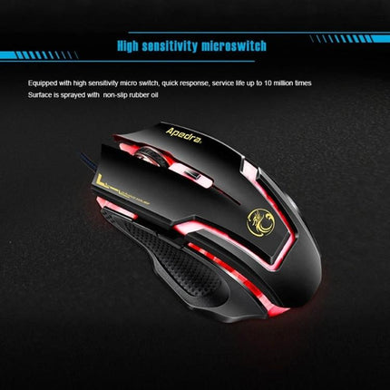 iMICE A9 Wired Optical Gaming Mouse with Adjustable DPI for PC black ergonomic wired mouse with red LED lighting and textured grip