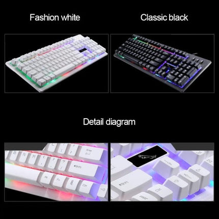 104-Key Mechanical Feel Backlit Gaming Keyboard for Everyday Use - white and black backlit models with suspension key design