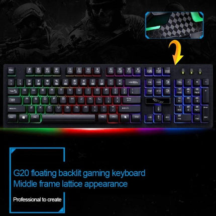 104-Key Mechanical Feel Backlit Gaming Keyboard for Everyday Use with RGB floating backlit keys and suspension design