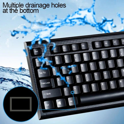 Chasing Leopard Q9 Ergonomic Keyboard and Mouse for Work and Gaming - black textured ergonomic keyboard with water drainage holes