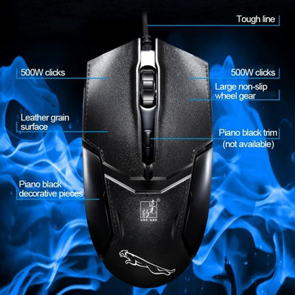 Chasing Leopard Q9 Ergonomic Keyboard and Mouse for Work and Gaming ergonomic black leather-grain mouse with non-slip wheel and piano black trim