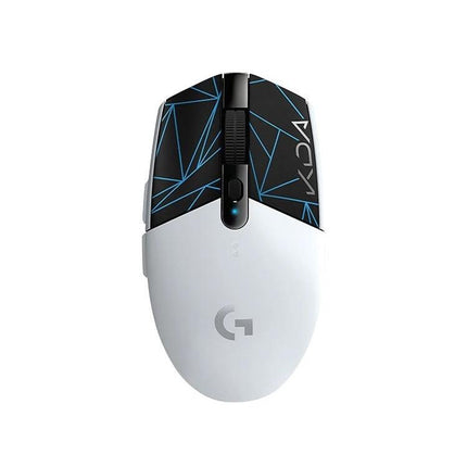 Logitech Wireless Gaming Mouse for Everyday Computing – G304 white wireless mouse with HERO sensor and geometric top pattern
