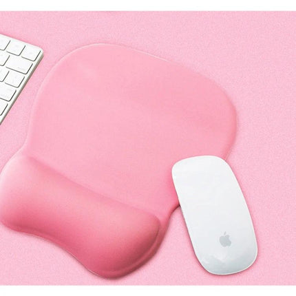Montian Soft Memory Foam Oval Mouse Pad for Daily Use - pink wrist support mouse pad with white wireless mouse and keyboard