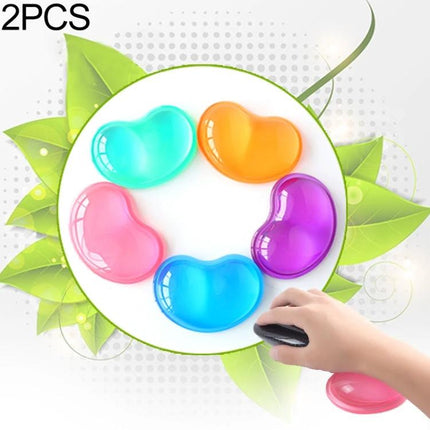 MONTIAN Heart-Shaped Silicone Wrist Supporter for Mouse Use, 2 Pack - colorful heart-shaped gel wrist rests shown with hand using mouse, ergonomic support
