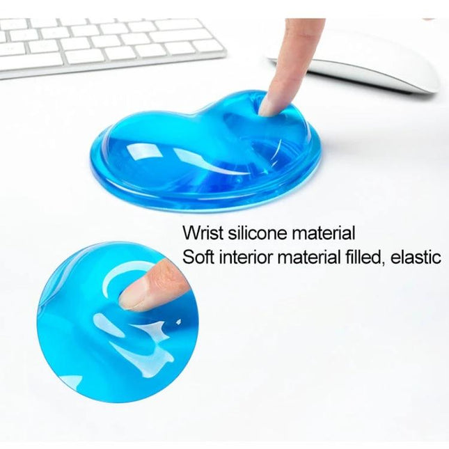 MONTIAN Heart-Shaped Silicone Wrist Supporter for Mouse Use, 2 Pack - blue ergonomic gel wrist rest shown under keyboard and mouse