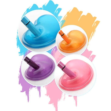 MONTIAN Heart-Shaped Silicone Wrist Supporter for Mouse Use, 2 Pack - colorful heart-shaped silicone wrist rests in blue orange purple pink, 2-pack