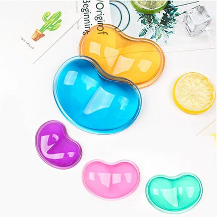 MONTIAN Heart-Shaped Silicone Wrist Supporter for Mouse Use, 2 Pack - colorful heart-shaped gel wrist supports in multiple colors on white background