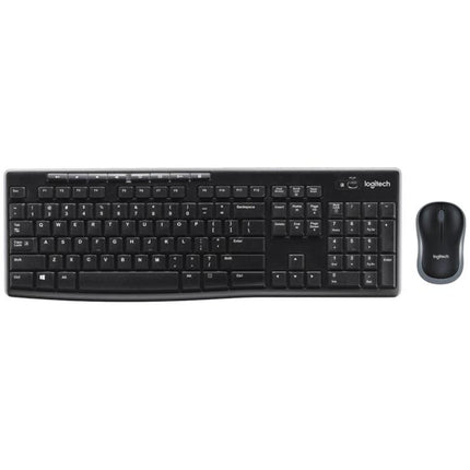 Logitech Wireless Keyboard and Mouse Set for Daily Computing - full-size black keyboard with compact wireless mouse