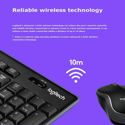 Logitech Wireless Keyboard and Mouse Set for Daily Computing – full‑size keyboard and compact mouse with 2.4GHz reliable wireless range up to 10m