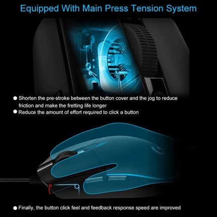 Logitech White Wired RGB Gaming Mouse for Everyday Precision Control - white wired gaming mouse showing internal press tension system and ergonomic design