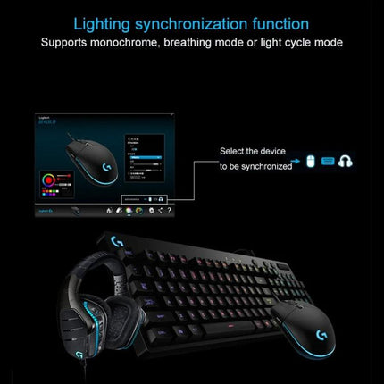 Logitech White Wired RGB Gaming Mouse for Everyday Precision Control with RGB lighting synchronized to keyboard and headset