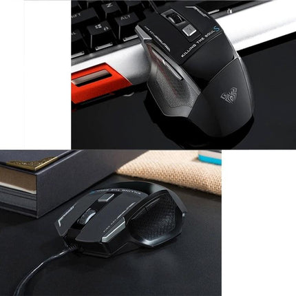 AULA SoulKiller II Wired Gaming Mouse with Colorful LED Lights showing ergonomic wired design and customizable LED lighting