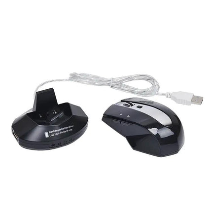Wireless Rechargeable Optical Mouse with USB Hub for Device Connectivity