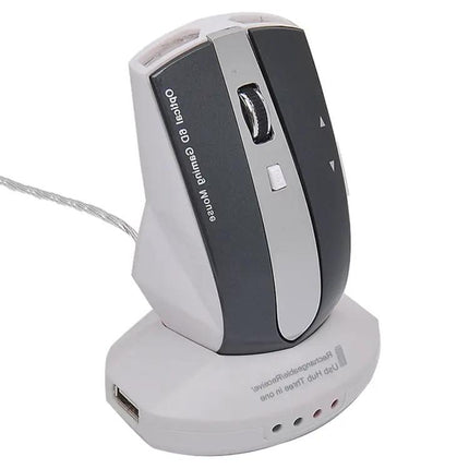 Wireless Rechargeable Optical Mouse with USB Hub for Device Connectivity