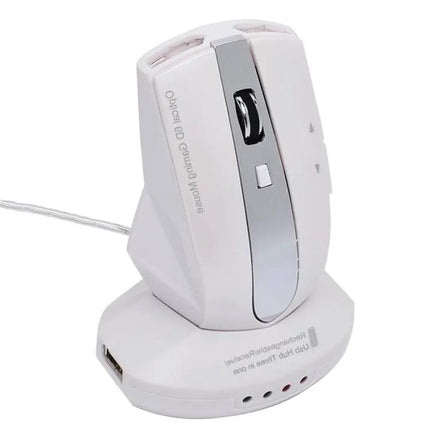 Wireless Rechargeable Optical Mouse with USB Hub for Device Connectivity