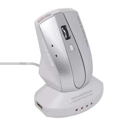 Wireless Rechargeable Optical Mouse with USB Hub for Device Connectivity