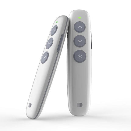 Doosl Rechargeable Wireless Presentation Remote in White - slim wireless presenter with up/down and laser buttons for slideshows